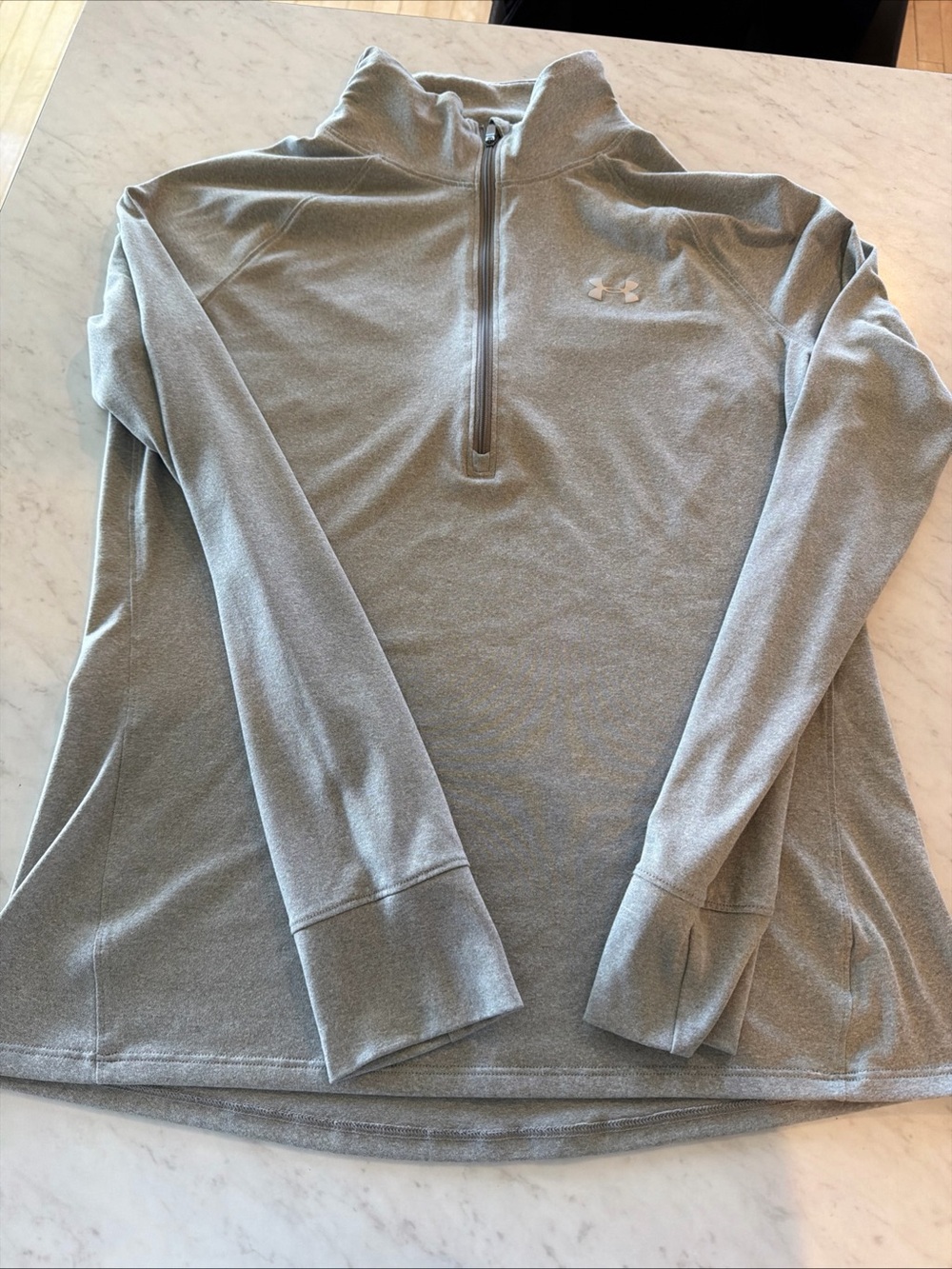 Like New!! Under Armour Heather Light Gray Quarter-Zip Performance Top Sz Lg